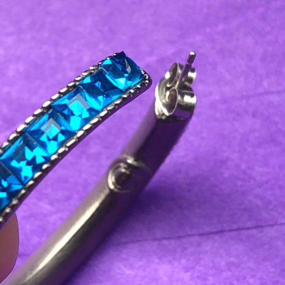 NWOT-sterling silver and blue stones earrings - Picture 4 of 8